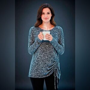 DesignHistory Gray Long Sleeve Tie Front Sweater